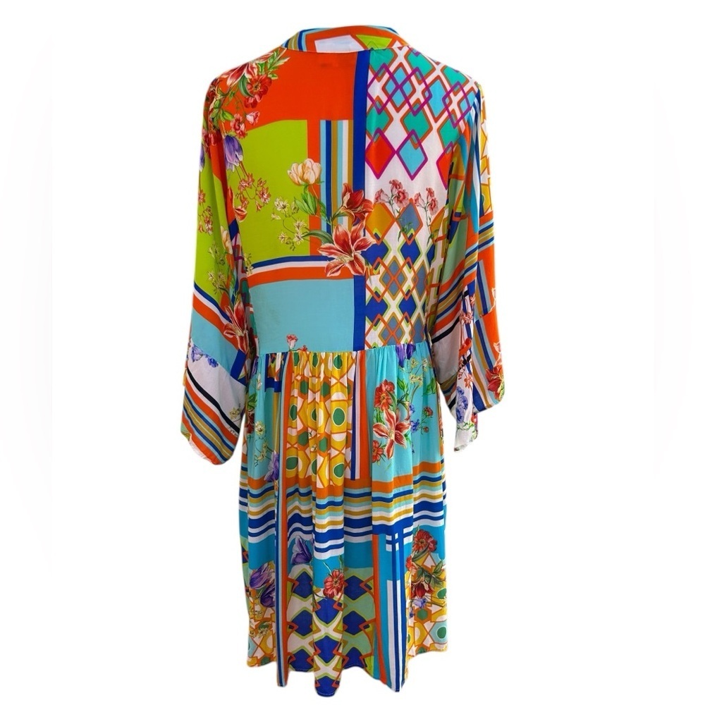 Johnny Was Mixi Short Kaftan Mini Dress Kimono Sleeves Beach Boho Tassels Small - Picture 9 of 14